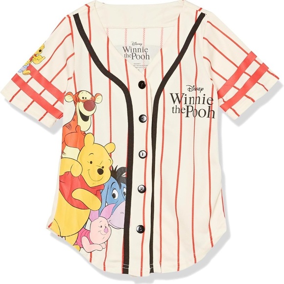Disney Other - Disney Girls Winnie The Pooh Baseball Jersey Classic Mesh Button Down Shirt XL